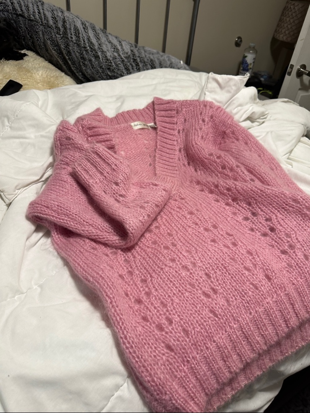 Soft Knit Pink V-Neck Women’s Sweater.. Mohair